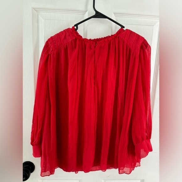Zara Red Chiffon Blouse- Size L - Picture 3 of 4
